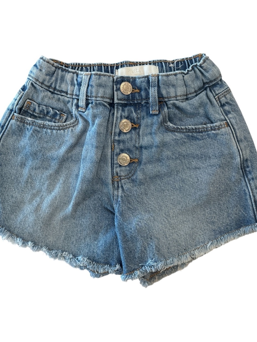 Zara Light Blue High-Rise Button-Front Denim Shorts